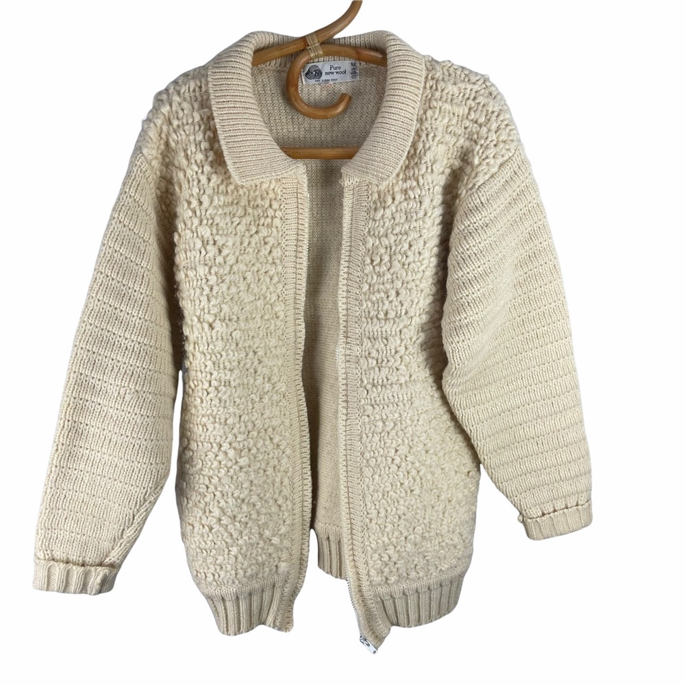 Vintage Italian pure wool textured sweater jacket Doen ish